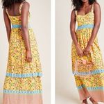Farm Rio  for Anthropologie Anjou Floral Maxi Dress Yellow Print Size 14/XL Photo 1
