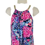 Lilly Pulitzer Bingham midi Halter dress high tide Turtle amazeme missing tie L Photo 7