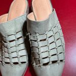 Woven Leather Mule Slides Womens 8 Sage Green Slip Photo 7