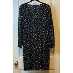 London Times  Dress Black Polka Dot Wrap Long Sleeve V Neck Tie Waist Midi Sz 12 Photo 3