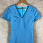 J.Crew Short Sleeve Blue V-neck Work Dress Sheath Size 6 Photo 3