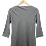 Theory  Stretch Wool Boatneck Fitted Sheath Charcoal Gray 3/4 Sleeve Dress Size 2 Photo 6