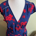 Gap  wrap Navy and Red Floral midi Dress, size large Photo 5