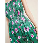 Anthropologie BY Green Pleated Floral Midi Dress Photo 2