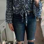 American Eagle Outfitters Boho Floral Shirt Blue Size M Photo 0