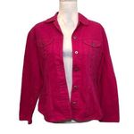 Chico's NWOT Chico’s Dark Pink Magenta Jean Denim Jacket Photo 0