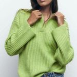 ZARA Ribbed Collar Relaxed Sweater Cardigan Photo 0