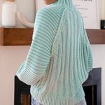 Free People  Sweetheart Light Blue Chunky Knit Mock Neck Oversized Sweater Small Photo 3