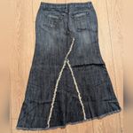 Candie's Vintage Asymmetrical Denim Skirt Pink Satin Bow Mermaid Jean Fray Y2K Photo 4