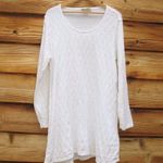 Flax White Textured Knit Linen Cotton Mini Dress Photo 0