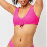 frankie's bikinis Austin Fuchsia Hot Pink Front Knot Tie Ribbed Bikini Top Swim Photo 0