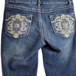 Nine West Womens Denim Capri Jeans Embellished Pockets White Stitching Blue Wash Photo 5