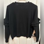 Current/Elliott  Black Ruffle Sleeve Distressed Sweater 70% wool 30% cashmere 0 Photo 1