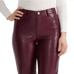 Anthropologie Joie x Faux Leather Pants Size 8 Burgundy Straight Fit High Waist Photo 7