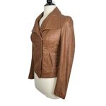Michael Kors Michael Women's XS Brown Genuine Leather Moto Jacket Lace Up Detail Photo 1