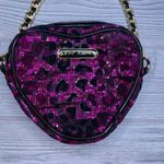Betsey Johnson  sequin purple pink heart crossbody bag purse velvet cheetah chain Photo 1