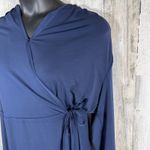 Halston Navy Wrap Dress XL | Long Sleeve | Stretch V Photo 3