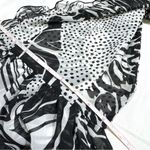 Chico's Black White Abstract Print Sheer Ruffled Scarf Photo 9
