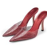 Paris Texas Hollywood Embellished Pointed Toe Heels Red Size 7 Photo 0
