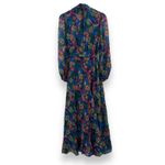 RTR Saloni Jacqui B Long Sleeve Multicolor Feather Print Side Slit Maxi Dress 2 Blue Photo 5