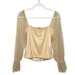 Madi Mase Bordeaux Corset Swiss Dot Cinderella Top Long Sleeve Nude Size Medium Tan Photo 8