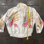 Vintage 1990s Floral Reversible Satin Full Zip Women's Jacket Size Large Red Photo 6