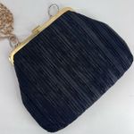 Tango Women's Black Satin Flat Pleated Rhinestone‎ Clutch Purse Shoulder Bag Black Photo 2