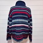 Tiara International vintage Y2K stripes hearts snowflake zip up knit sweater XL Photo 3