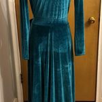Custom made floor length velvet dress Blue Photo 2