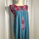 Mi Golondrina Hand Embroidered Chambray Dress | S Blue Photo 6