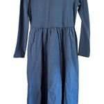 Fashion Ribbed Knit Midi Dress Long Sleeve Casual Everyday Dress Large Blue Photo 0