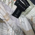 Tahari  Tropical Leaf Print Linen Wide Leg Pants - Tan Sage Lavender White - M Photo 6