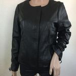 Ecru Black Lambskin Leather Jacket M Photo 0
