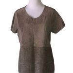 Ecru ‎ medium suede short sleeved blouse Photo 0
