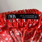 ZARA  floral ruffle smocked waist skirt red Sz medium Photo 5