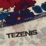 Tezenis Women’s Small Floral Long Sleeve Top Red Blue White Stretch Scoop Neck Photo 4
