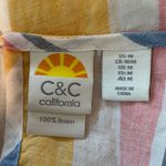 C&C California  Multicolored Striped Linen Short Sleeve Shirt Size Medium Photo 2