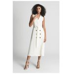 Reiss Mariah Linen Blend Belted Button Midi Dress Size US/6 Photo 9