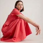 NWT Quince Women’s 100% Organic Cotton Poplin Tiered Maxi Dress – Coral, Size S Pink Photo 4