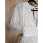 Lulus NWT  Dramatic Poise White Dot Tulle Puff Sleeve Tiered Mini Dress Size S Photo 6