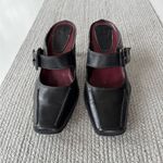 Vintage Merona Black Leather Silver Buckle Square Toe Maryjane Block Heels Shoes Size 8.5 Photo 11