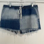 Aerie Two-Tone Blue Patchwork Jean Shorts Sz. L Photo 1