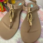 OKA b Gold and Tan Sandals with Metallic Accent Size 7 Photo 0