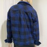 Wild Fable Navy Buffalo Check Plaid Flannel Cropped Button Down Shirt Size XL Photo 5