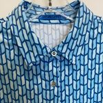 J. McLaughlin JM LAUGHLIN Sleeveless Dolly Dress Size L Blue Lt Blue Mini Chain Link Geo Photo 5