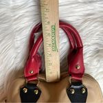 Emma Fox  Large tan black red leather‎ Satchel  fold over Handbag no strap Photo 2