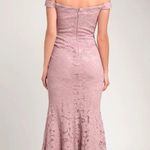 Lulus NWT  Swept Up Maeve Pink Lace Off-the-Shoulder Mermaid Maxi Dress Medium Photo 15