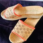 Jack Rogers  METALLIC FLORAL ESPADRILLE CORK SLIDES IN CORAL Photo 3