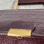 Vintage Burgundy Crocodile Print Leather Briefcase Bag Velvet Interior Photo 11