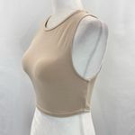 ZARA Cropped Tank Top Sleeveless Crewneck Crop Top Beige Size Small Photo 7